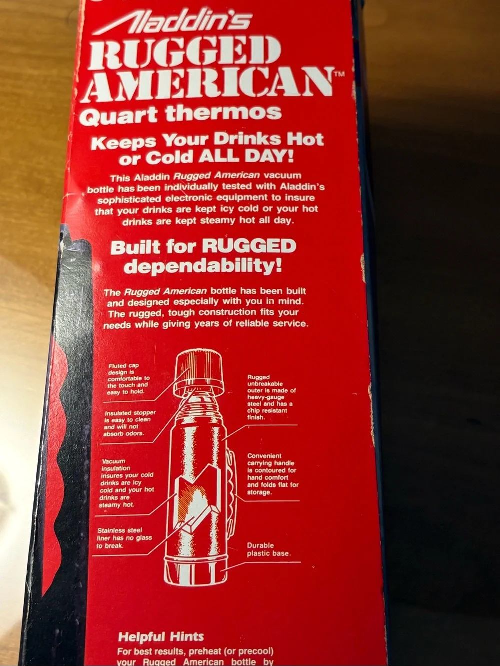 Aladdin Rugged American Steel Vacuum Thermos - Gray/Black 1 quart New